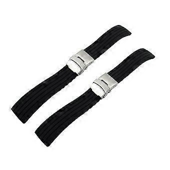 Silicone Watch Belt Waterproof for Watch Replacement 2Pcs Black Strap