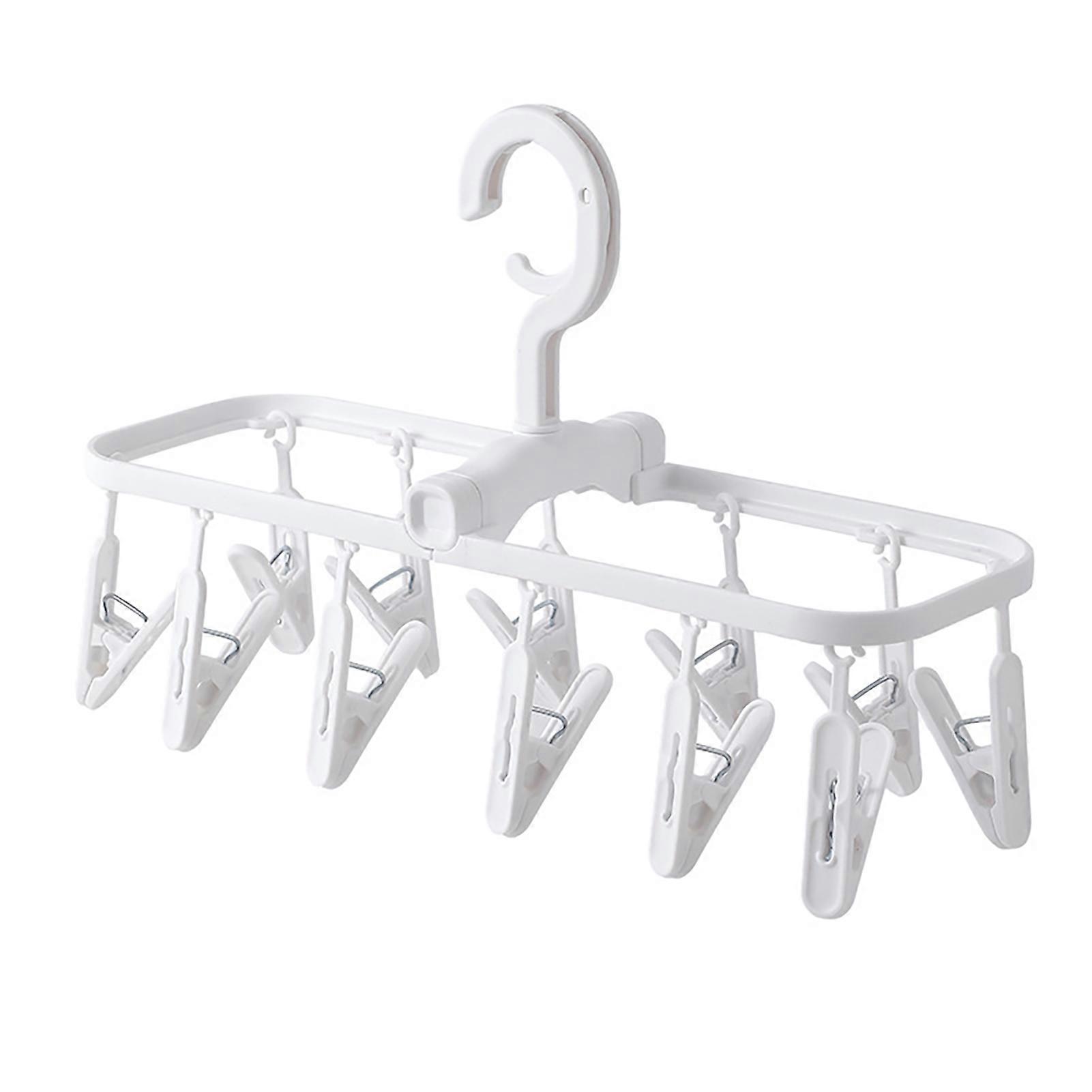Rotatable Foldable Drying Rack, 12 Clips for Socks and Underwear Drying