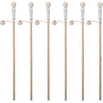 6pcs Wooden Magnetic Fishing Poles Unfinished Fishing Rod Wood Magnetic Fishing Game Toy For Kindergarten Preschool Girl Boy Pool Beige 25-2 APT
