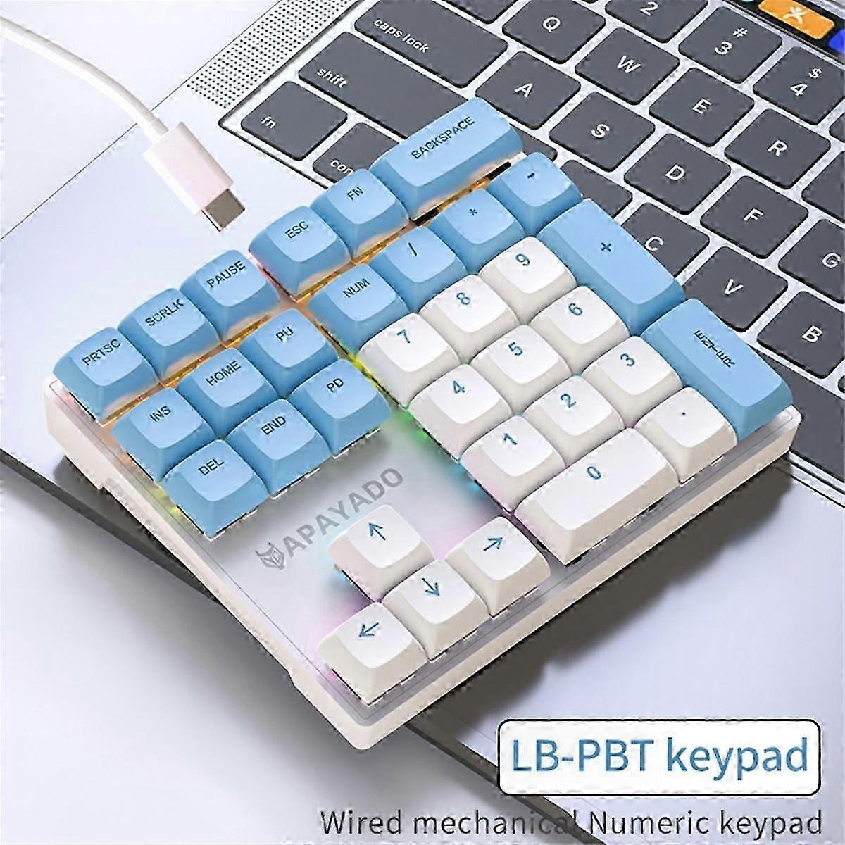 Wired Mechanical Keypad with 33 Keys, Numeric Pad, Red Switch, BlueWhite Design