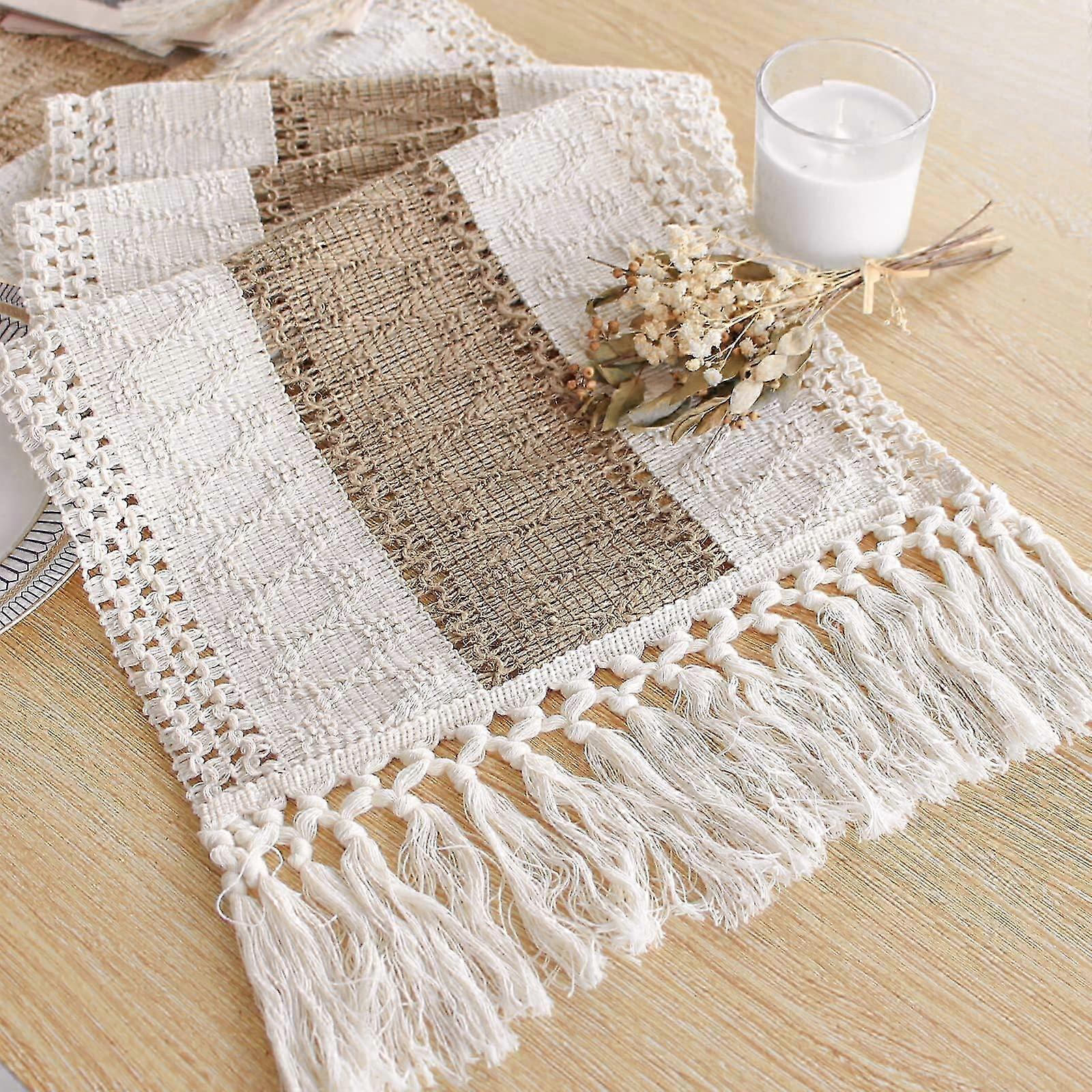 Boho Farmhouse Table Runner 72 Inch