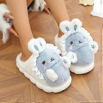 Pantufas de inverno femininas para usar em casa, pantufas curtas de lã macia com sola grossa e quentinhas para maior conforto em ambientes internos.