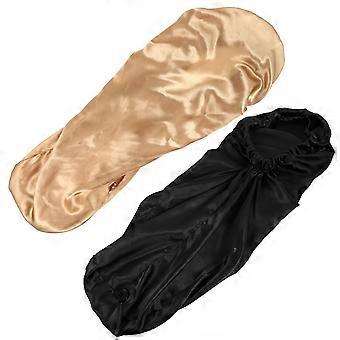 Hair Care Bonnets Long-Cylinder for Women Use 2Pcs Satin Shower Hats
