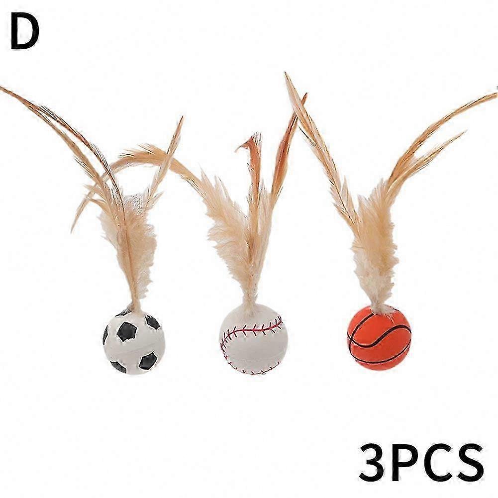 Indoor Cat Play Interactive Bouncing & Rolling Ball Teasing Stick Toy - 1/3PC