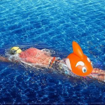 Triathlon Swim Safety Buoy, Bright Orange Tow Float for Training