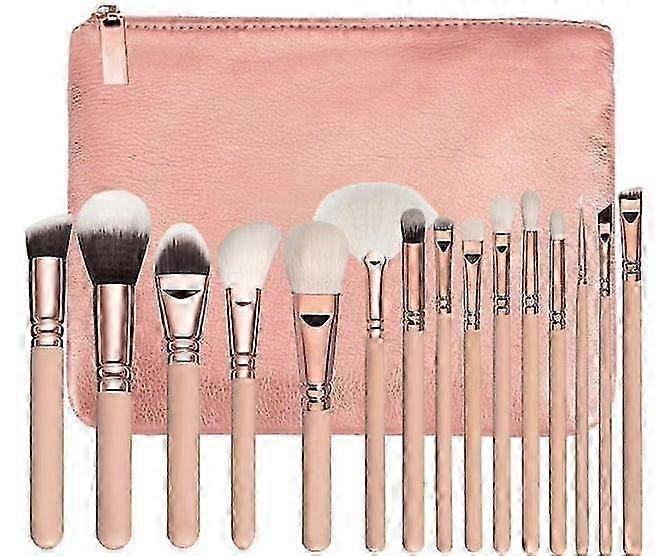 15 professional makeup brush with practical bag (Pink)