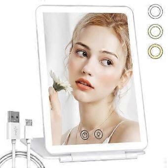 Foldable Travel Makeup Mirror, 72 LED, 3 Color Lighting, USB Charge, 1000mAh, 8.9 inch, 1 Piece