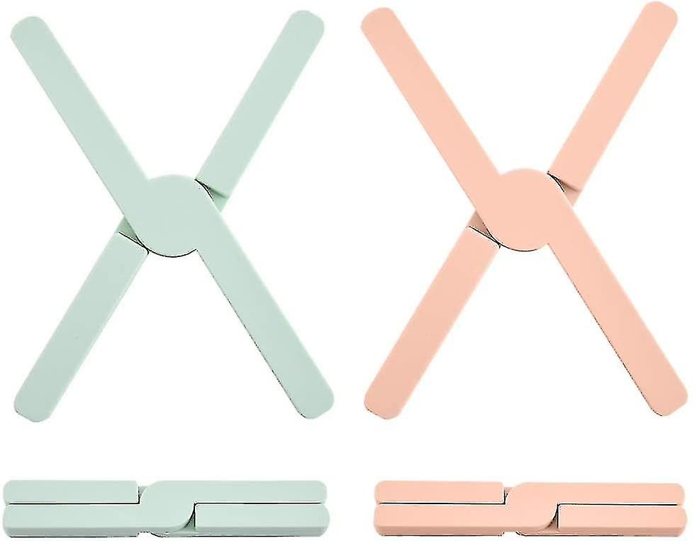 2pcs Silicone Expanding Trivet,foldable Non-slip Heat-insulating Pad,collapsible X-shaped