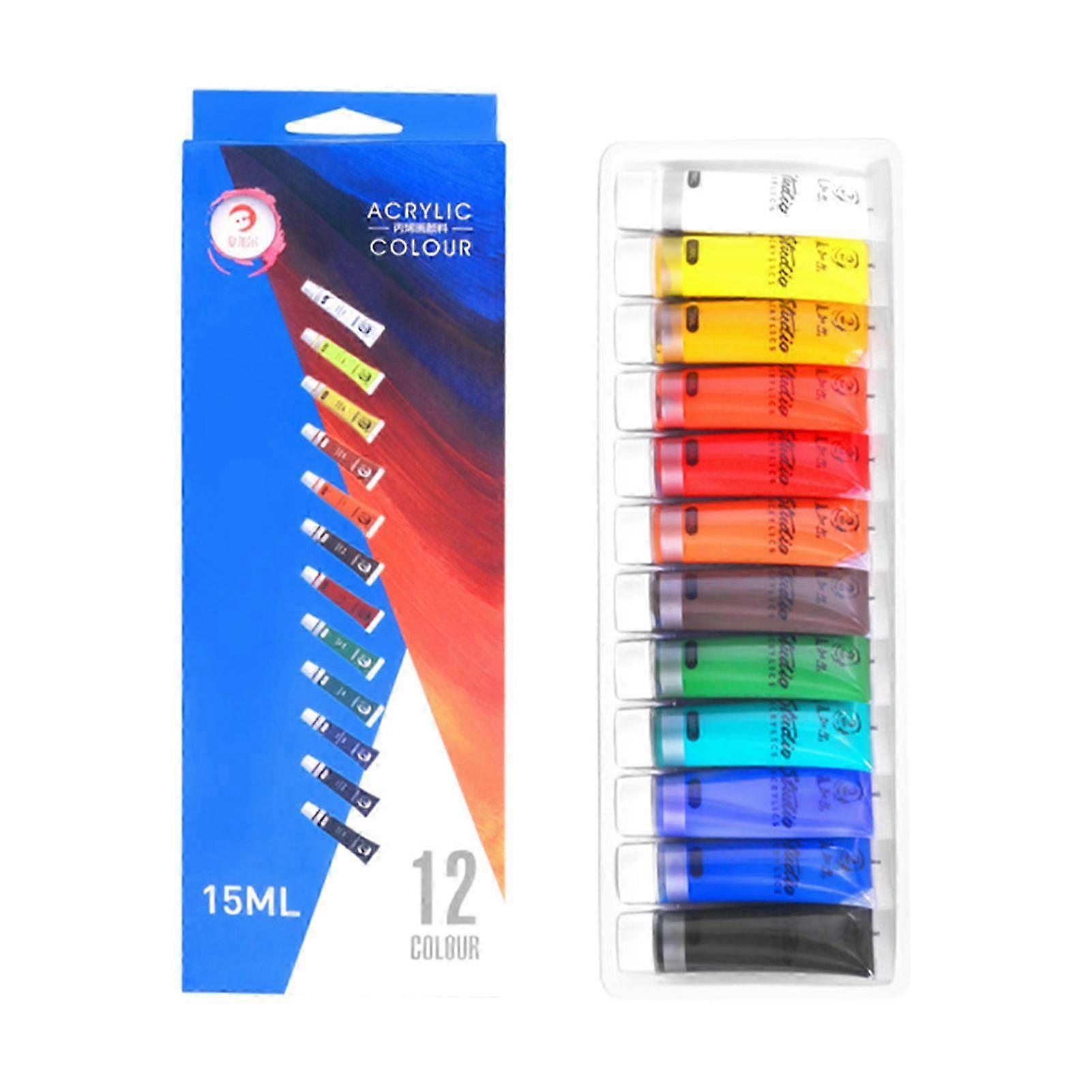 Acrylic Paint Set 15ml Each Tube Waterproof Rich Pigments 24 Colors Art