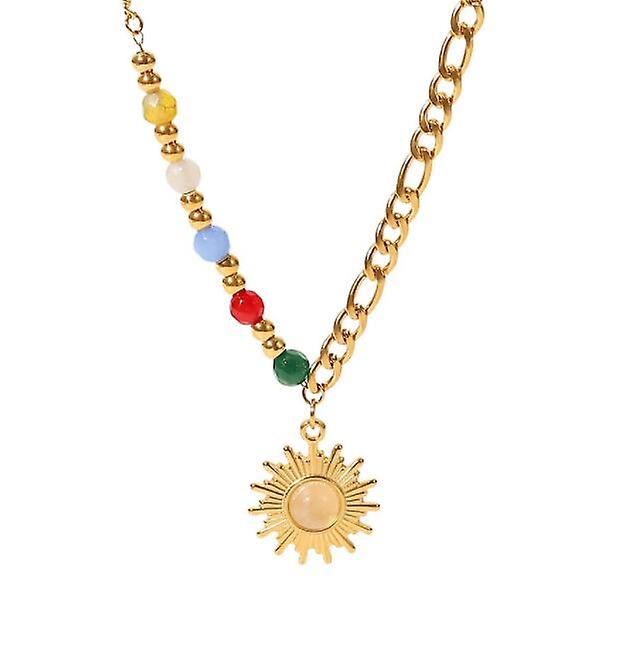 Colar de pedra de cor do pingente de sol Pxcl