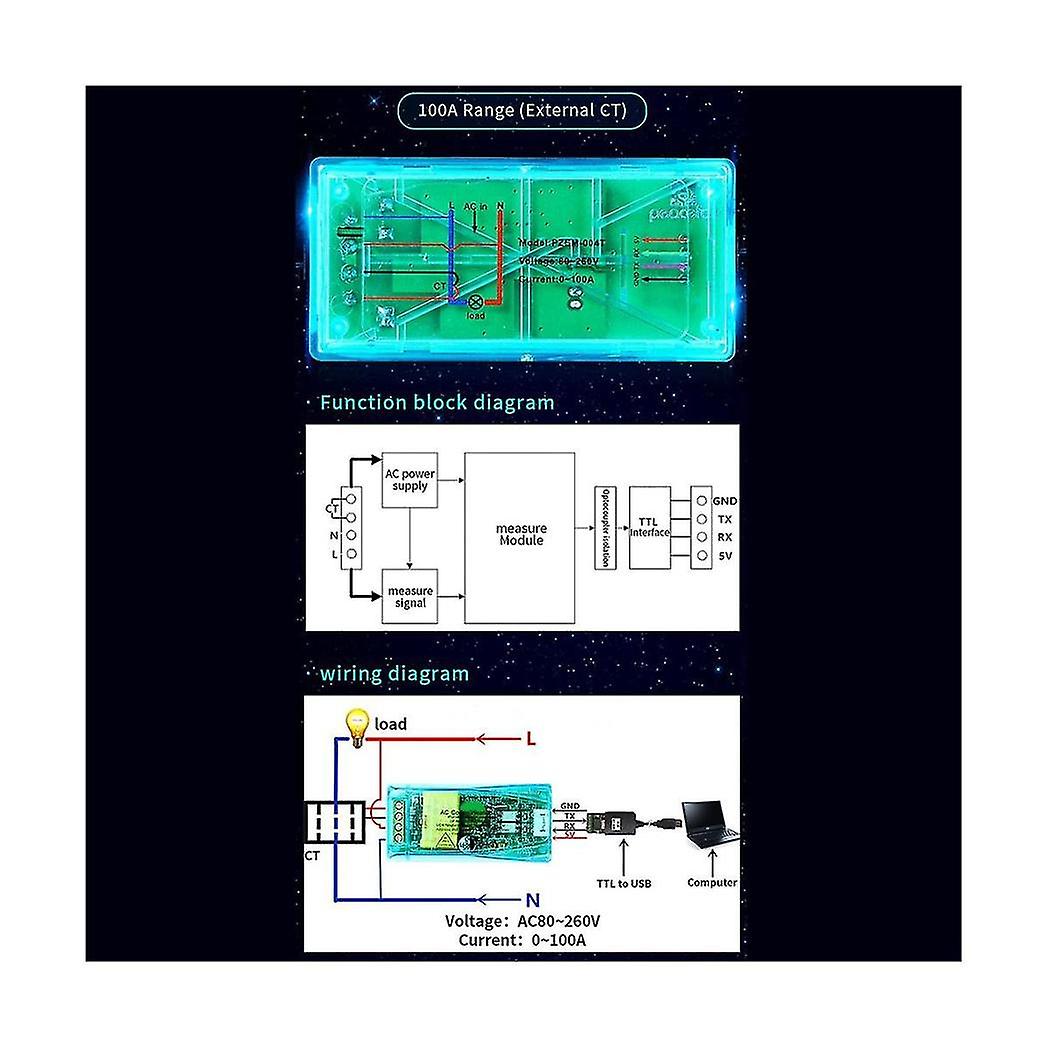 10a Pzem 004t 3.0 Watomierz + TTL Do USB Kwh Miernik Volt Amp Moduł testowy prądu Multifunction M