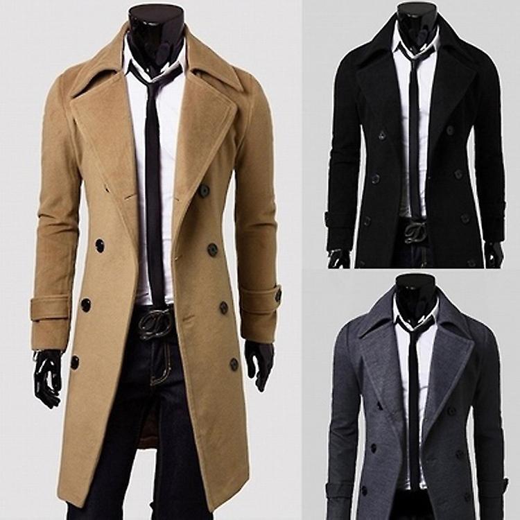Giacca Invernale Uomo Medio-Lunga In Poliestere - Cappotto Con Bottoni, Taglio Comodo Per Autunno E Primavera