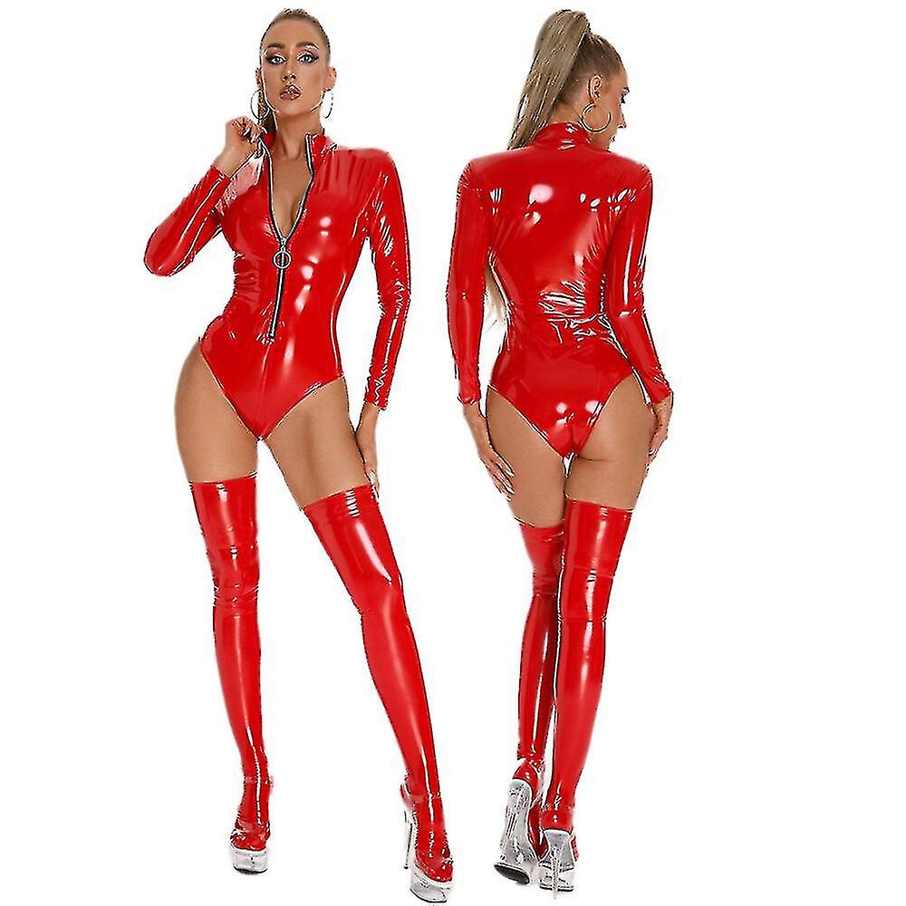 Body Donna In Wet Look PVC E Pelle, Taglio Alto, Ritaglio, Clubwear - Nuovo Senza Etichette - Foto 2