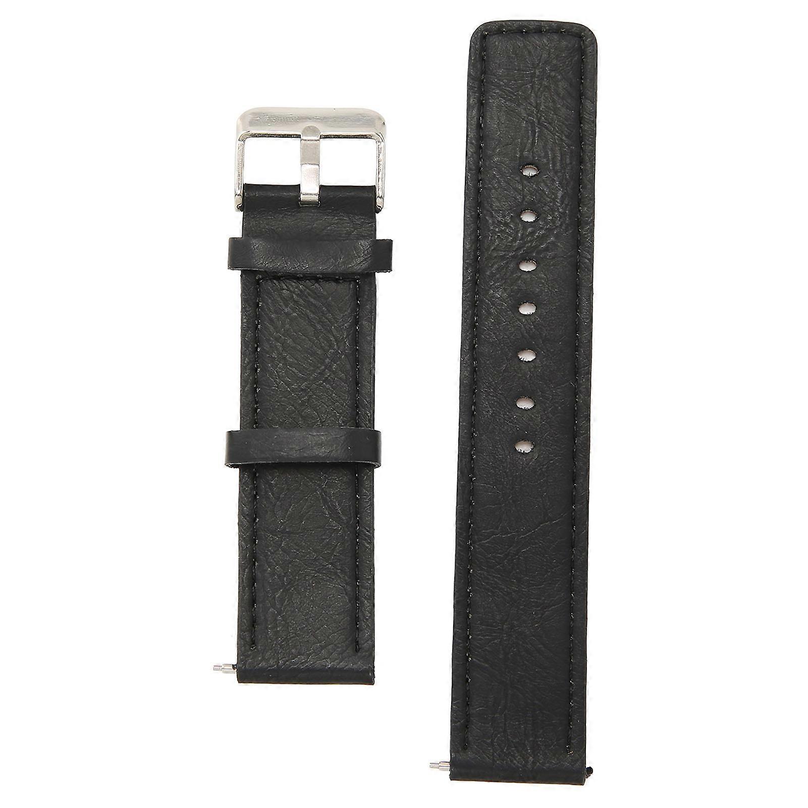 20mm Leather Replacement Band for Amazfit GTS 3, GTS 2, Bip S, Bip U, Black
