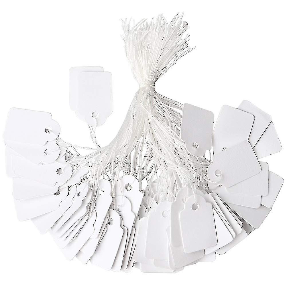 500 Pieces Jewelry Price Tags, White Strung Tags Paper Marking Tags Clothing Display Tag Price Labels With String