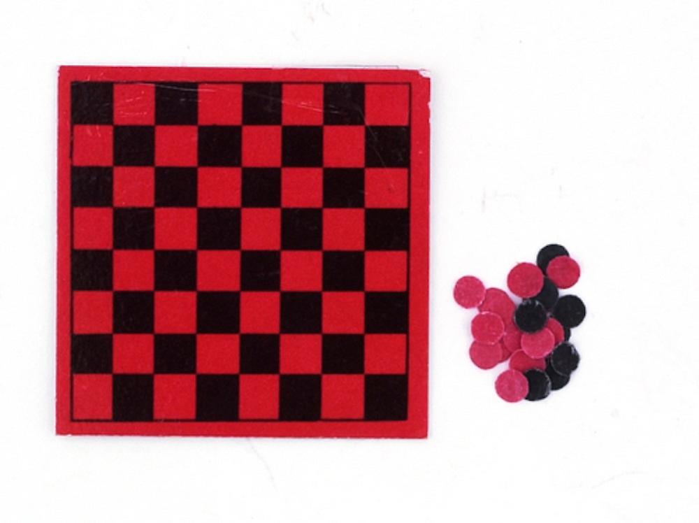 Dolls House Checkers Draughts Set Miniature Board Game 1:12 Study Accessory