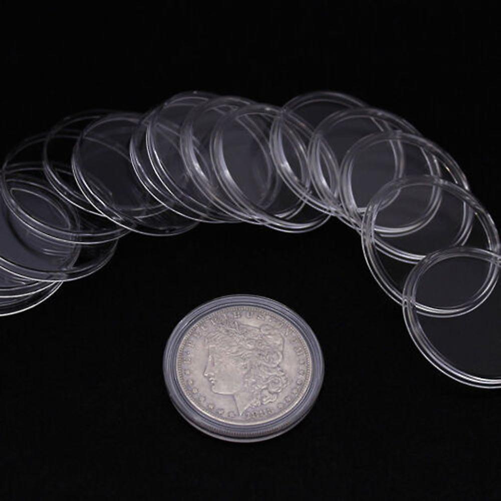 100pcs 45mm Clear Round Plastic Coin Capsules Container Storage Box Holder Case