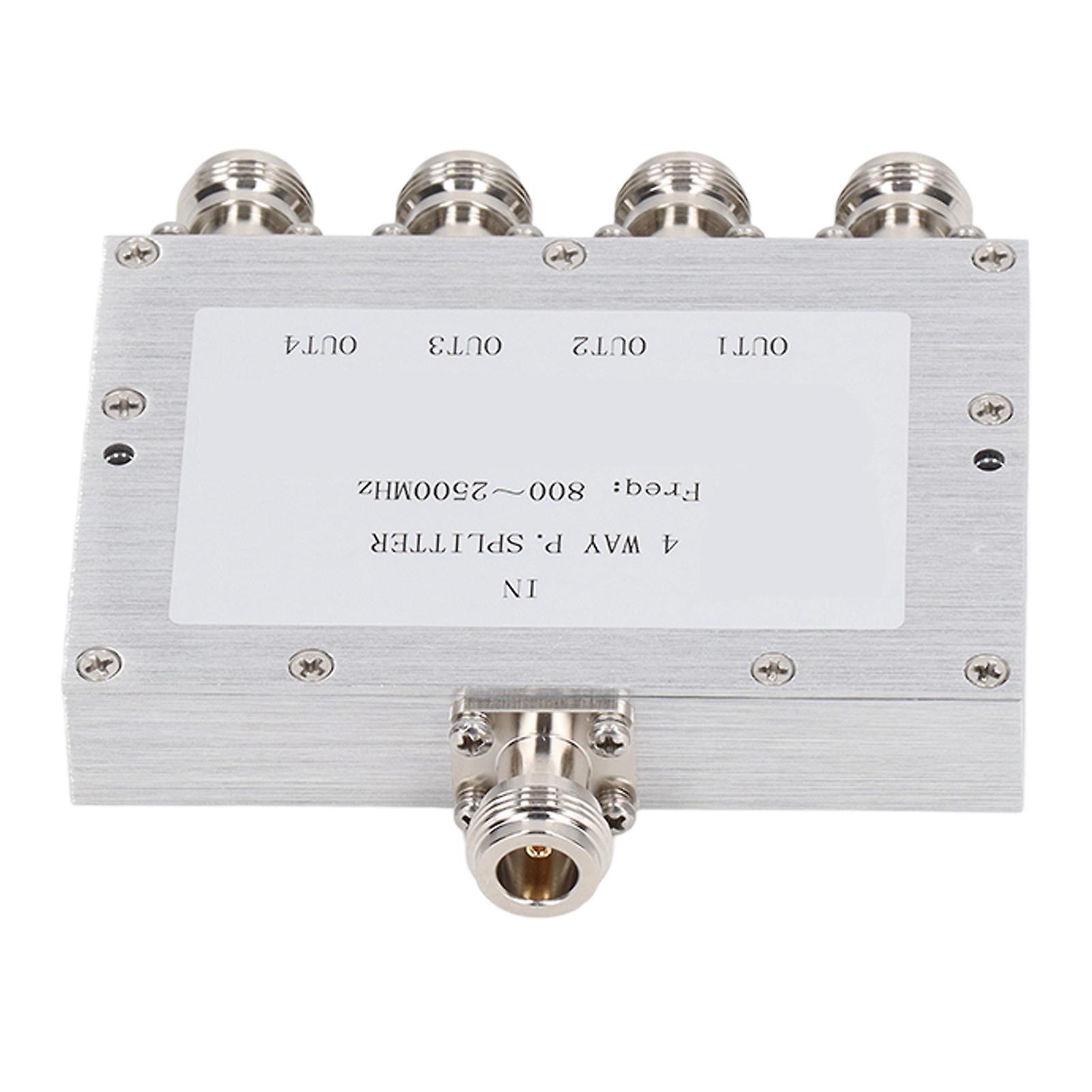 RF Power Splitter 4 Way Divider 800~2500MHz 35W Signal Module Low Loss N Type Interface 