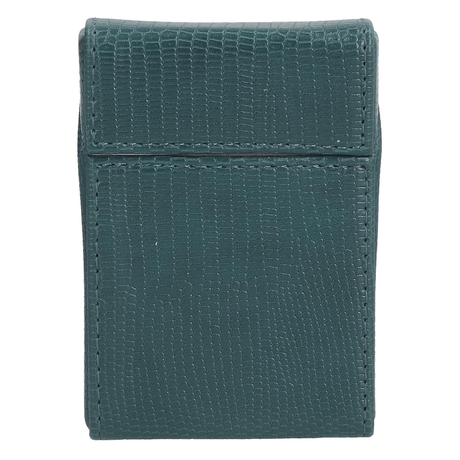 PU Cigarette Case Magnetic Cigarette Box Waterproof and Holds for 20 Cigarettes Lizard Pattern for MenGreen