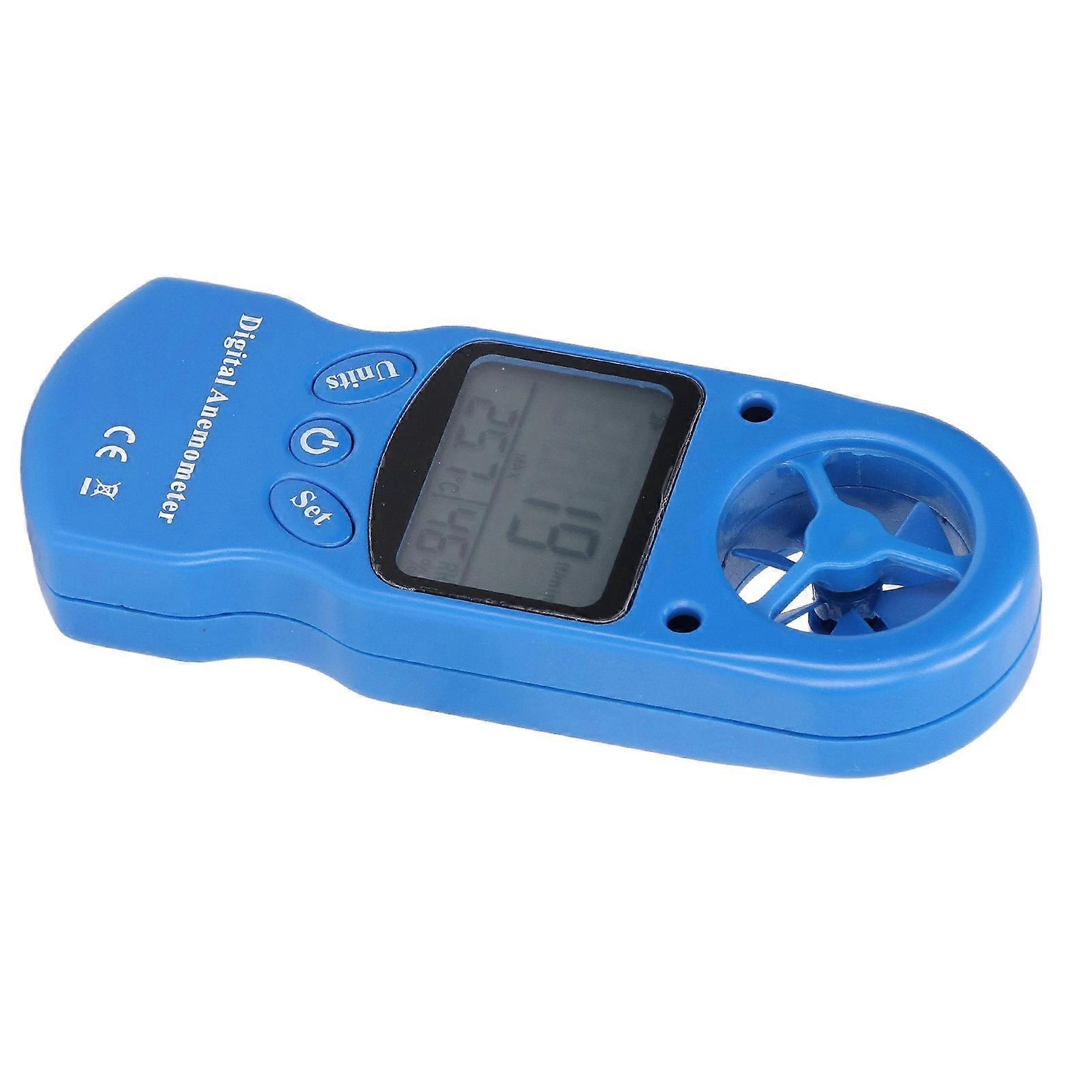 Wind Gauge 3V Digital Anemometer Multipurpose Handheld Wind Speed Meter Blue Temperature Wind Gauge