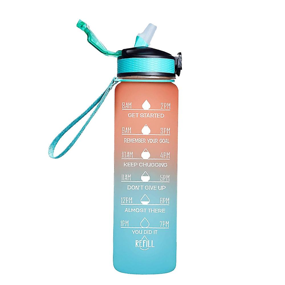 32oz Motivational Water Bottles with Times to Drink & Straw,Leakproof BPA Free Bottle with Time Mark