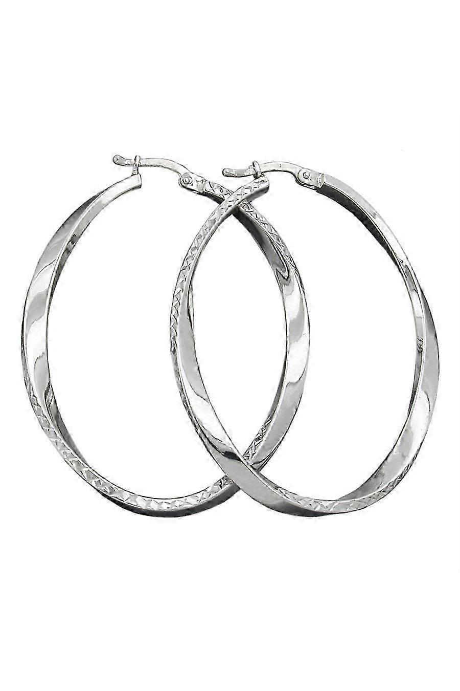 Hoop Earrings Oval Shape Silver 925 - Gl91101