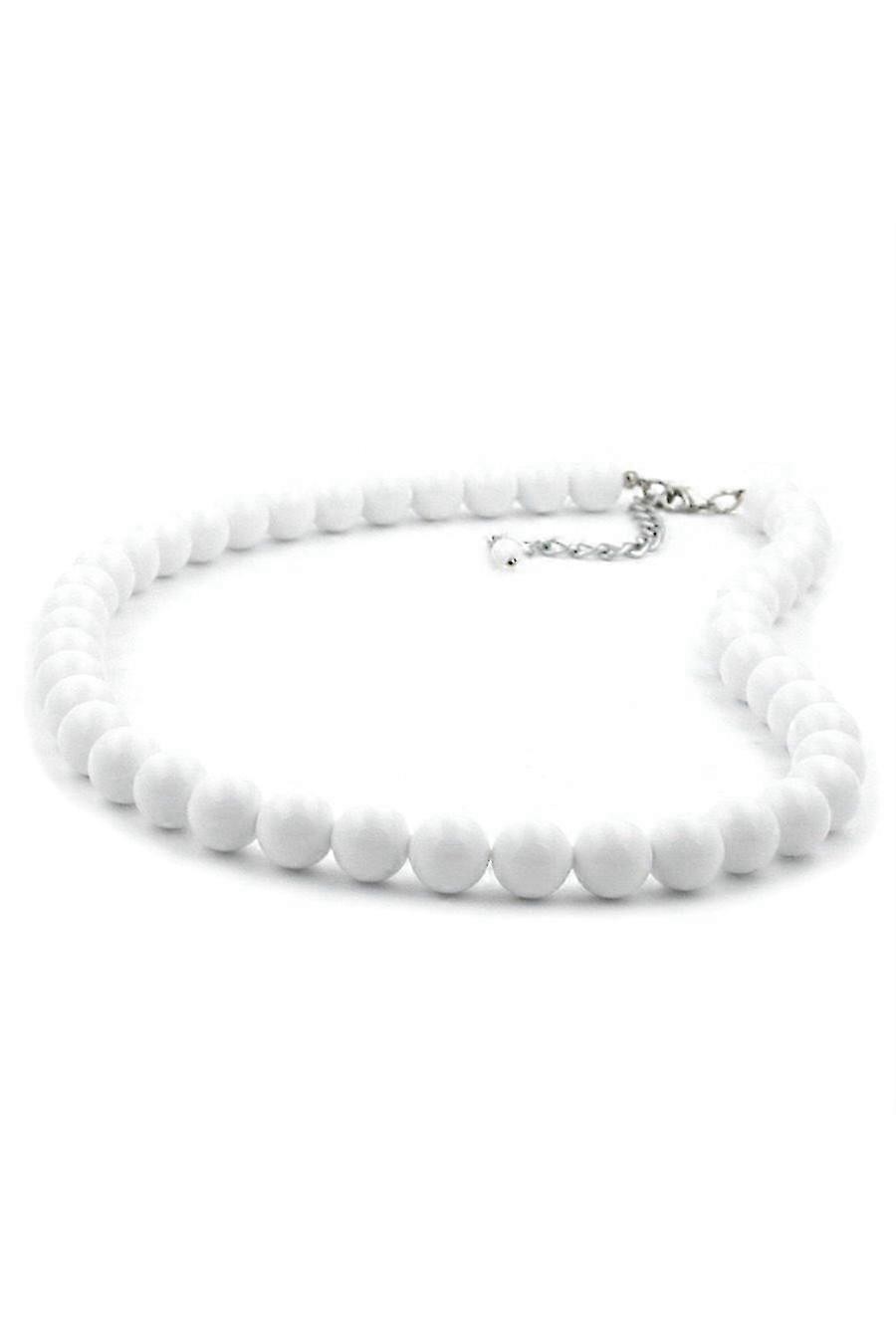 Necklace Beads 10mm White Shiny - Gl03110