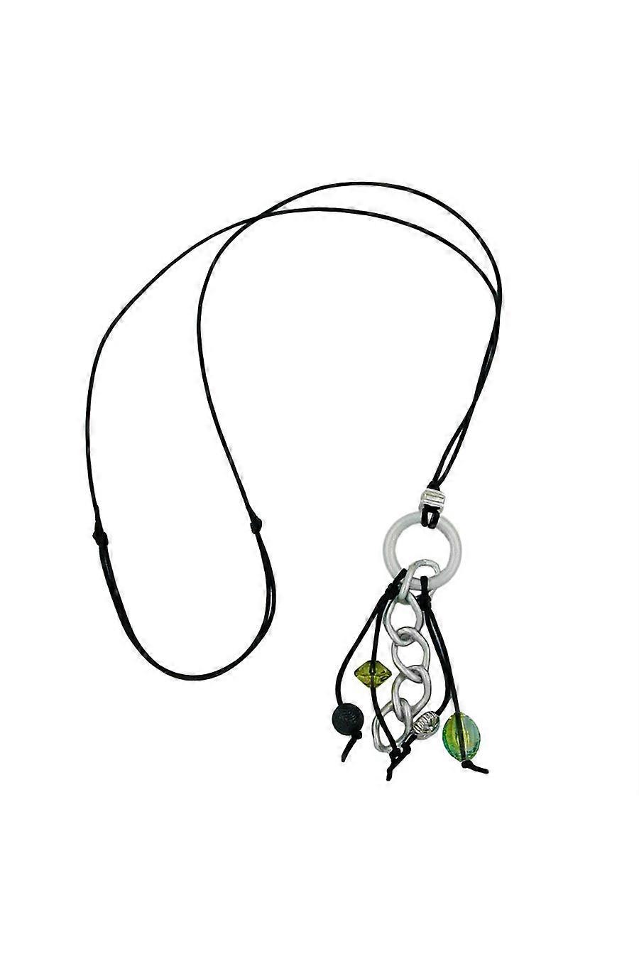 Necklace Grey/ Olive Beads - Gl02737