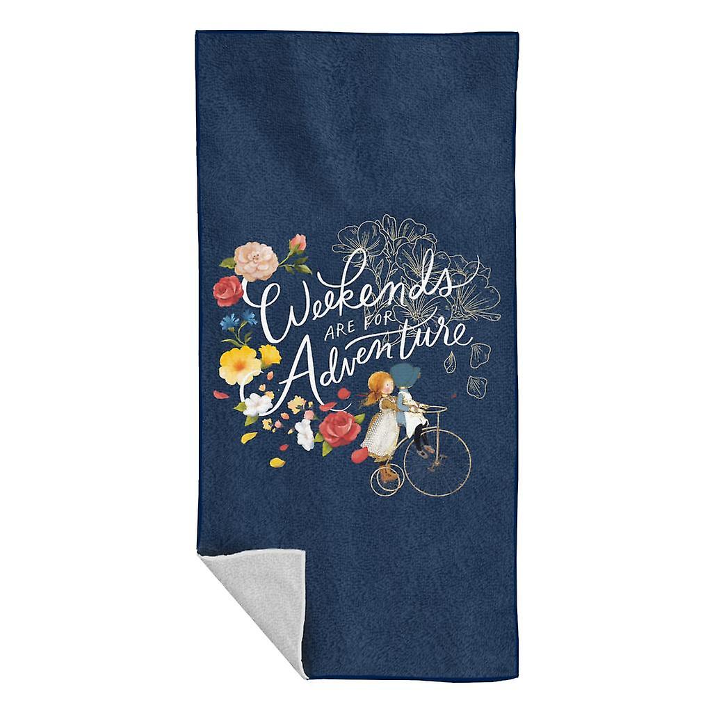 Holly Hobbie Weekend Adventure Light Text Beach Towel