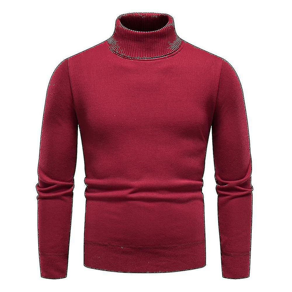 Pánské Plain Roll Neck Basic svetr Winter Slim Fit Thick Knit Warm Pullover Top