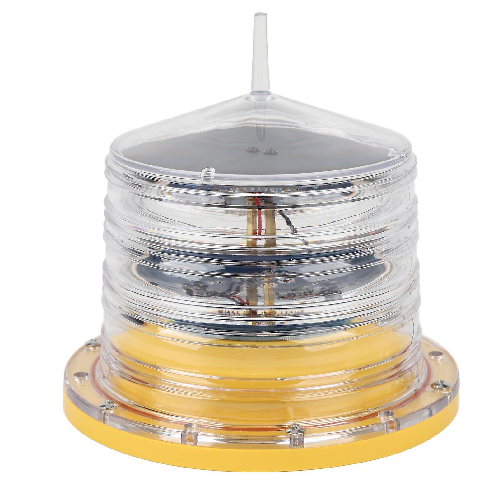 Solar-Powered Obstruction Light LED 360-Degree Navigation Warning Light with Built-In Battery for Marine Safety Durable Clear PC Material Steady Light