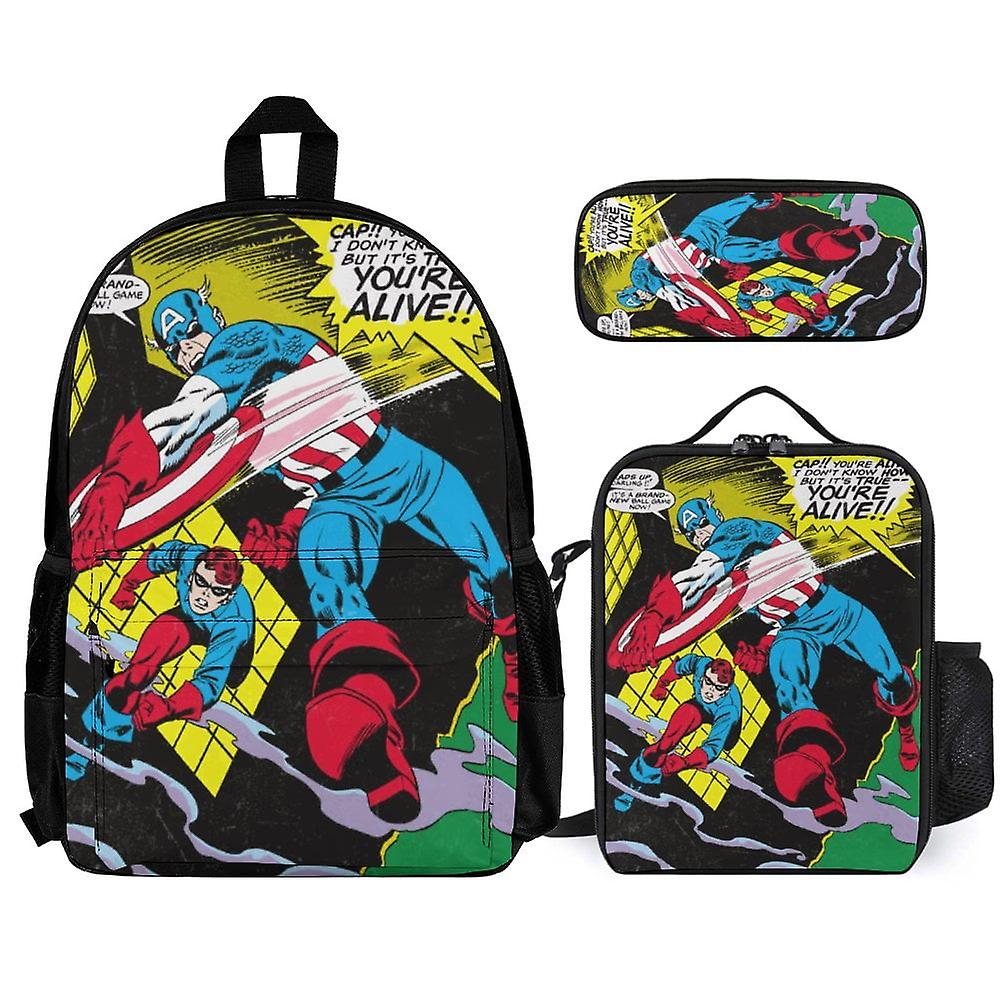 Captain America 3Pcs Backpacks Sets with Lunch Bag And Pencil Case