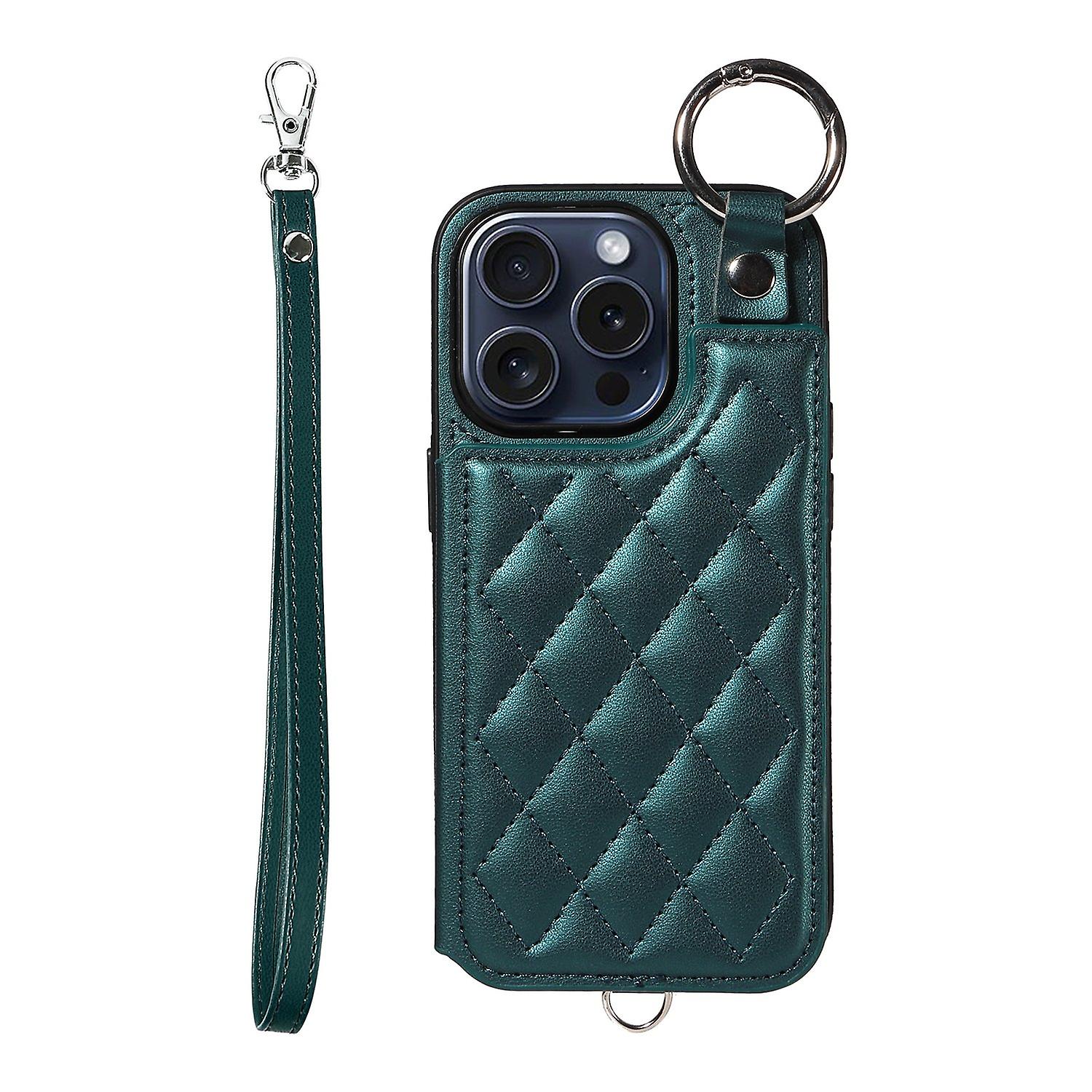 Rhombic Card Bag PU Case For iPhone 15 Pro Max / 15 Pro