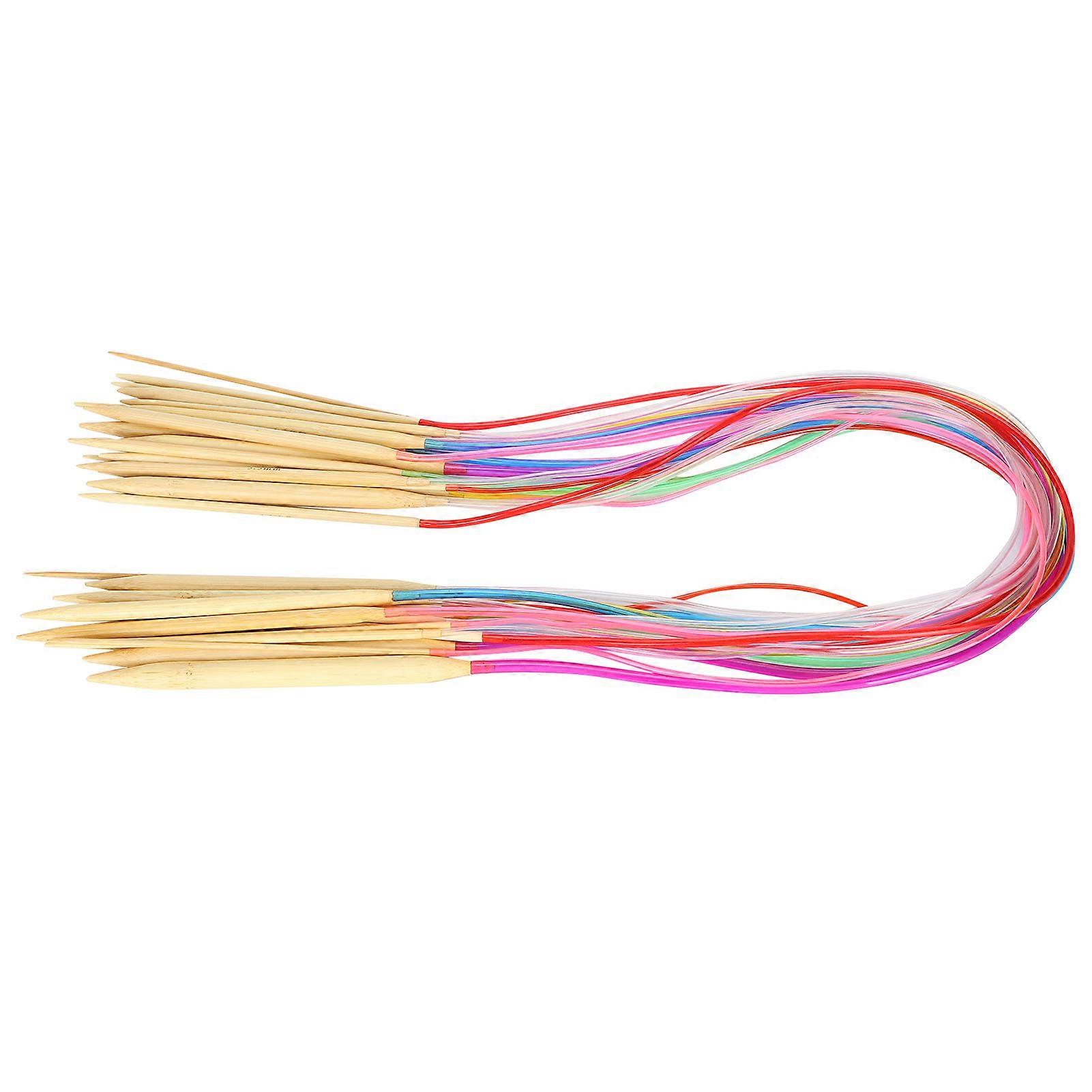 18pcs Circular Needle Doublepoint Bamboo Color Flexible Tube Connection Knitting Tool Set(80cm )