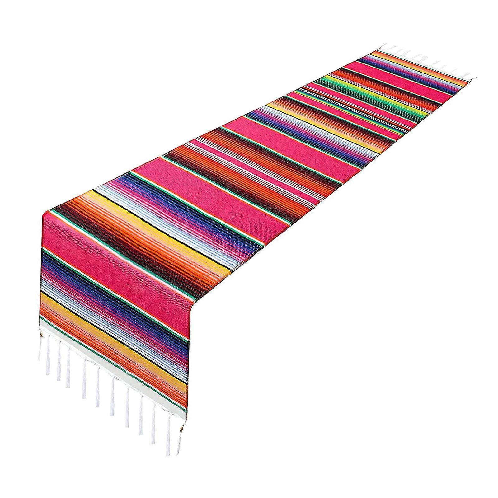 8x Mexican Table Runners Fringe Table Runner for Fiesta Themed Cinco DE Mayo rose red