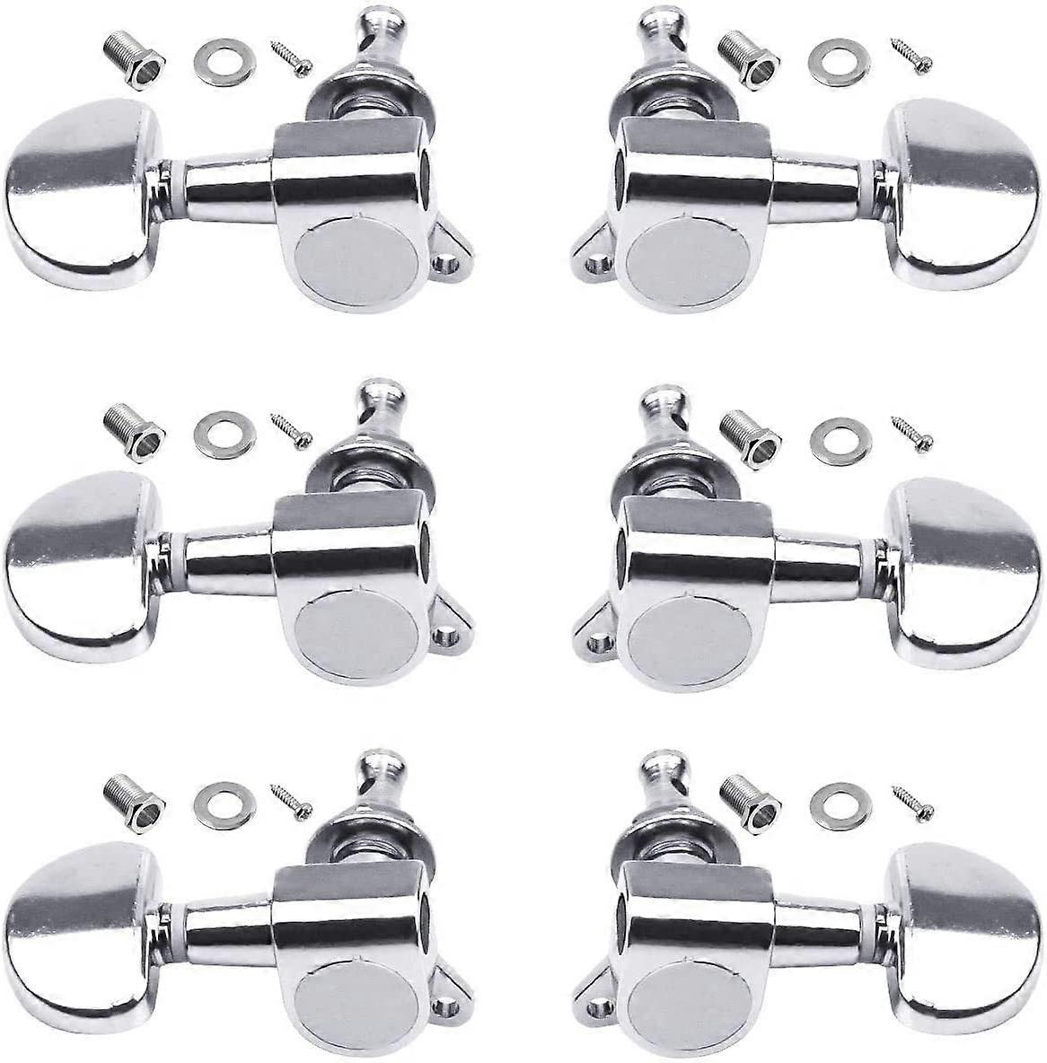 6 x 3L3R Akustikgitarren-Stimmwirbel Maschinenkopf-Stimmgert, Knpfe, Stimmschlssel, verschleifest, Gitarrensaiten-Stimmwirbel Maschine, geschlosse