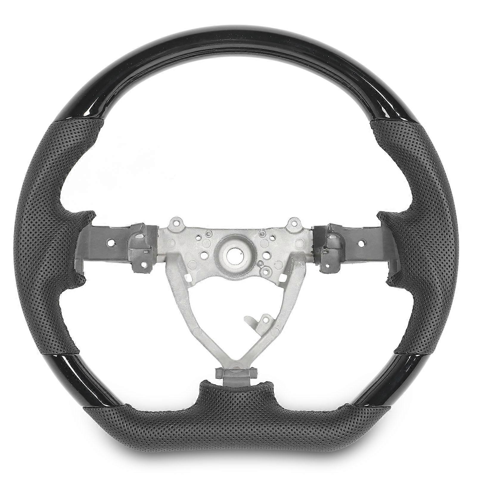 HydroDip Steering Wheel Perforated Leather Flat Bottom Black Stitching for FJ Cruiser 2007 to 2017 Glossy Black E2U911