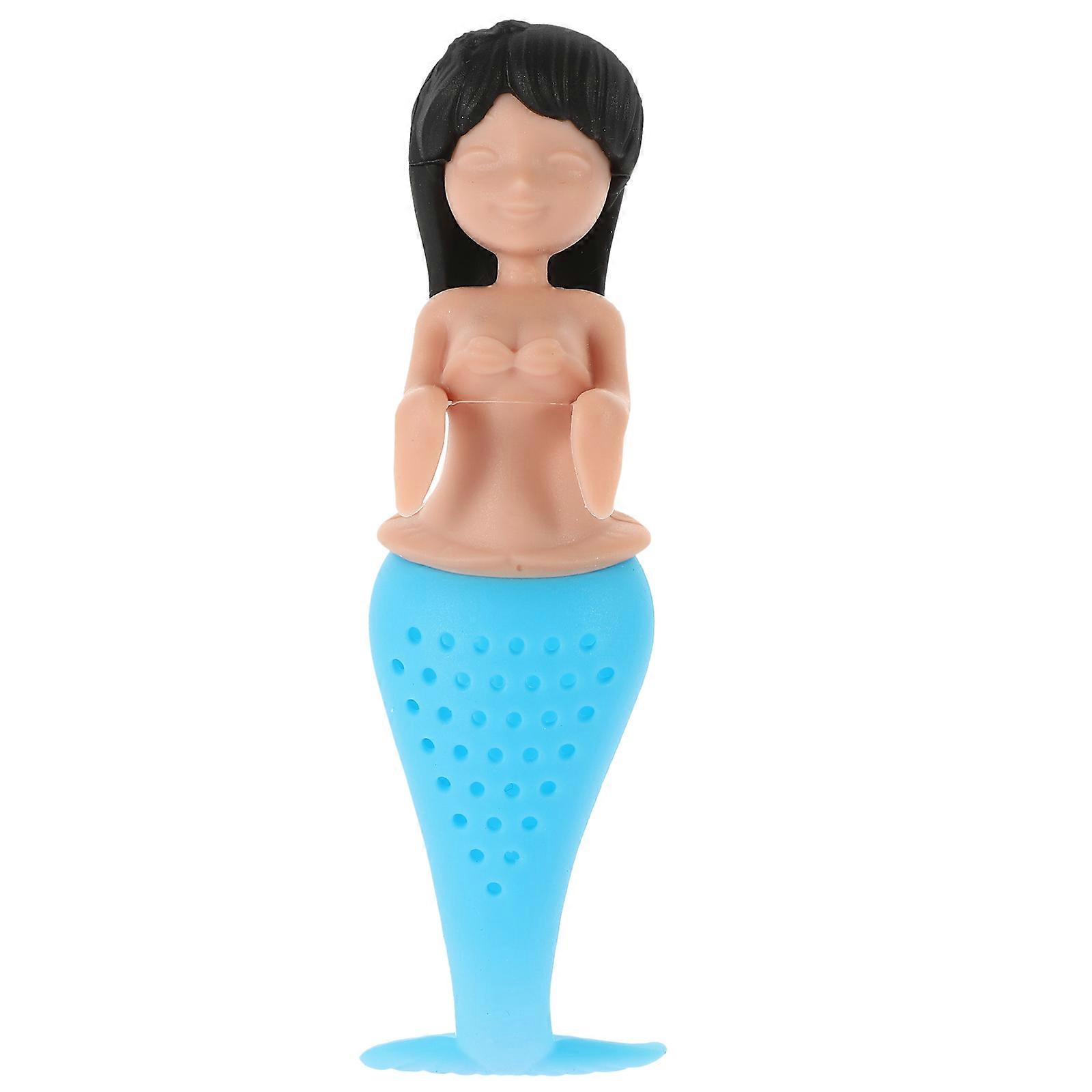 Mermaid Silicone Tea Infuser Tea Loose Leaf Tea Strainer Filter Diffuser Kitchen Tools Gadgets (Black)