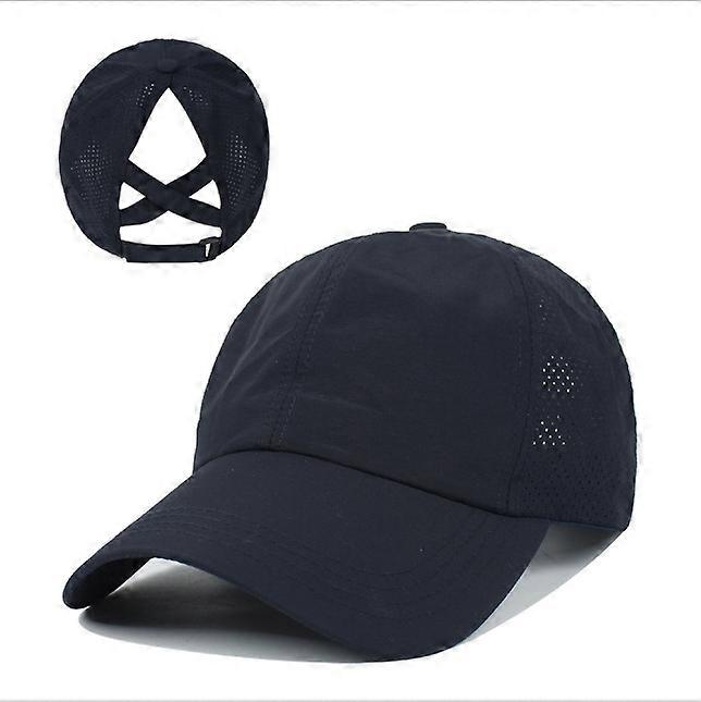 Womens Criss Cross Ponytail Baseball Cap Adjustable High Messy Bun Ponycap Quick Drying Ha