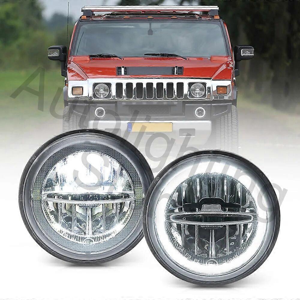 2Pcs White LED Fog Driving Light For 2003 2004 2005 2006-2009 Hummer H2 Halo Ring DRL Daytime Running light Fog Headlight Lamp