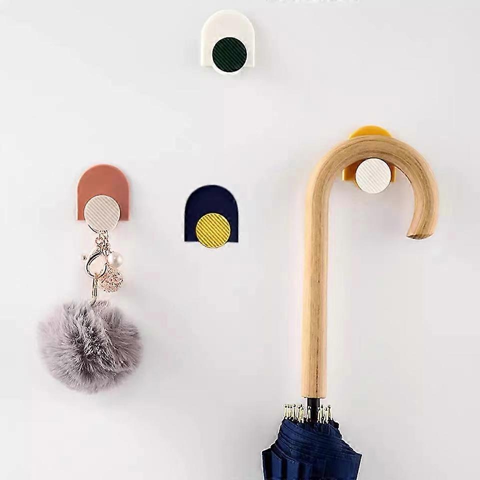 Adhesive Wall Hooks, 4 Packs Utility Waterproof Geometric Hook Heavy Duty Wall