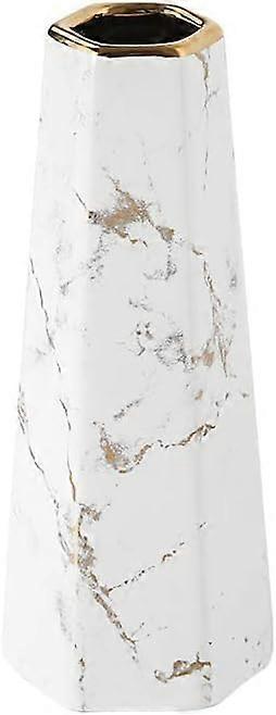 8 polegadasAcabamento em ouro branco Mármore Vasos cerâmicos Home Decor Vasos e mesa Centros Vasos