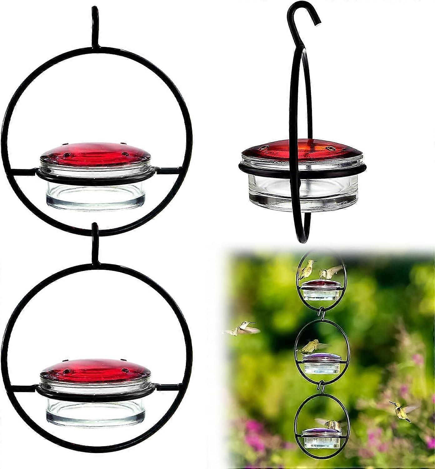 Beautiful Circular Hanging Hummingbird Feeder, Upgrade Hummingbird Feeders for Outdoors Hanging Ant and Bee Proof, Squirrel Proof, Easy to Clean and F