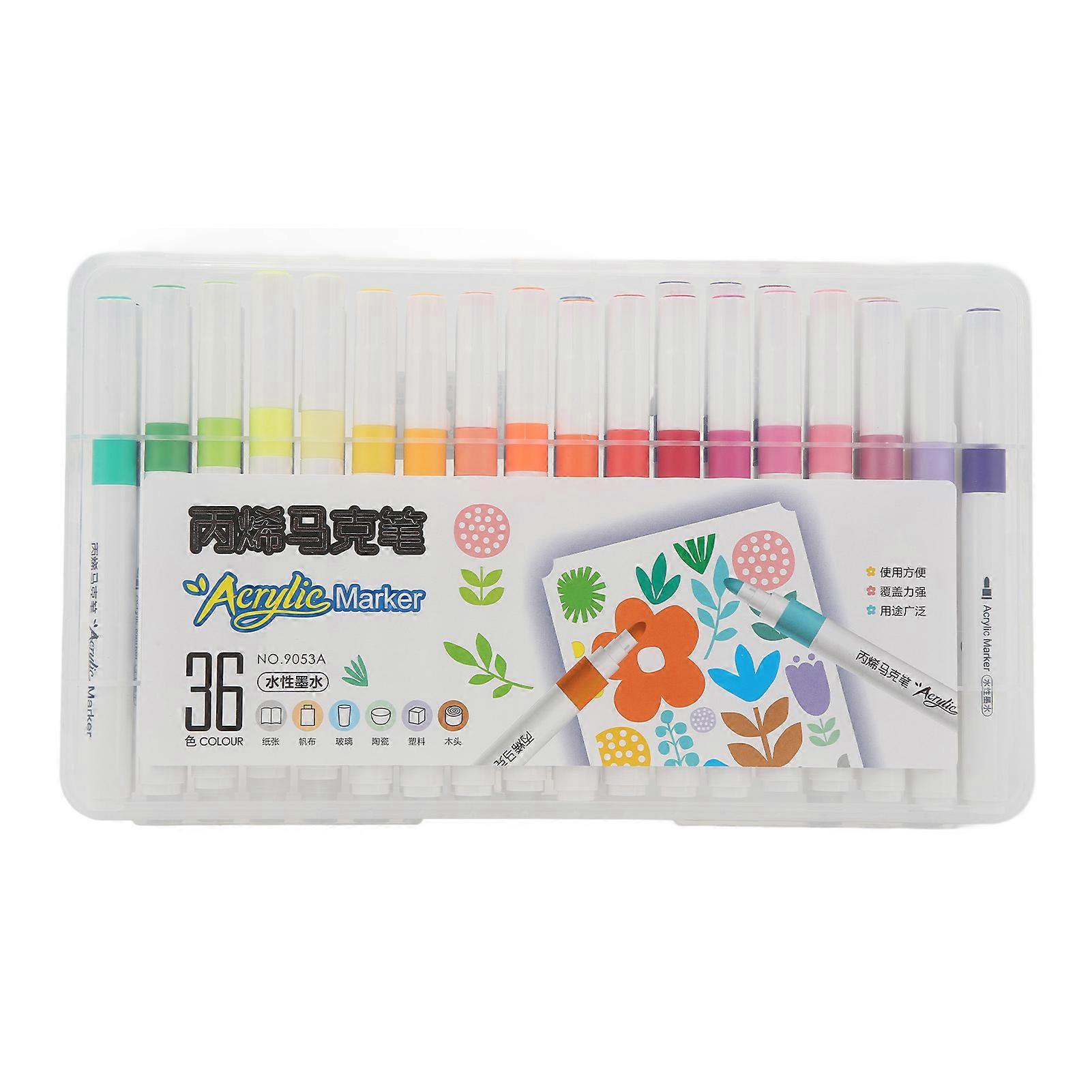 36 لونا قلم تمييز فرشاة مزدوجة للطلاب علامات ألوان مائية محمولة لرسم الرسم تلوين العبث