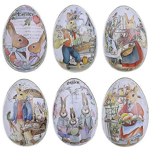 6pcs Easter Egg-shaped Candy Box Decorative Jewelry Box Gift Package Box