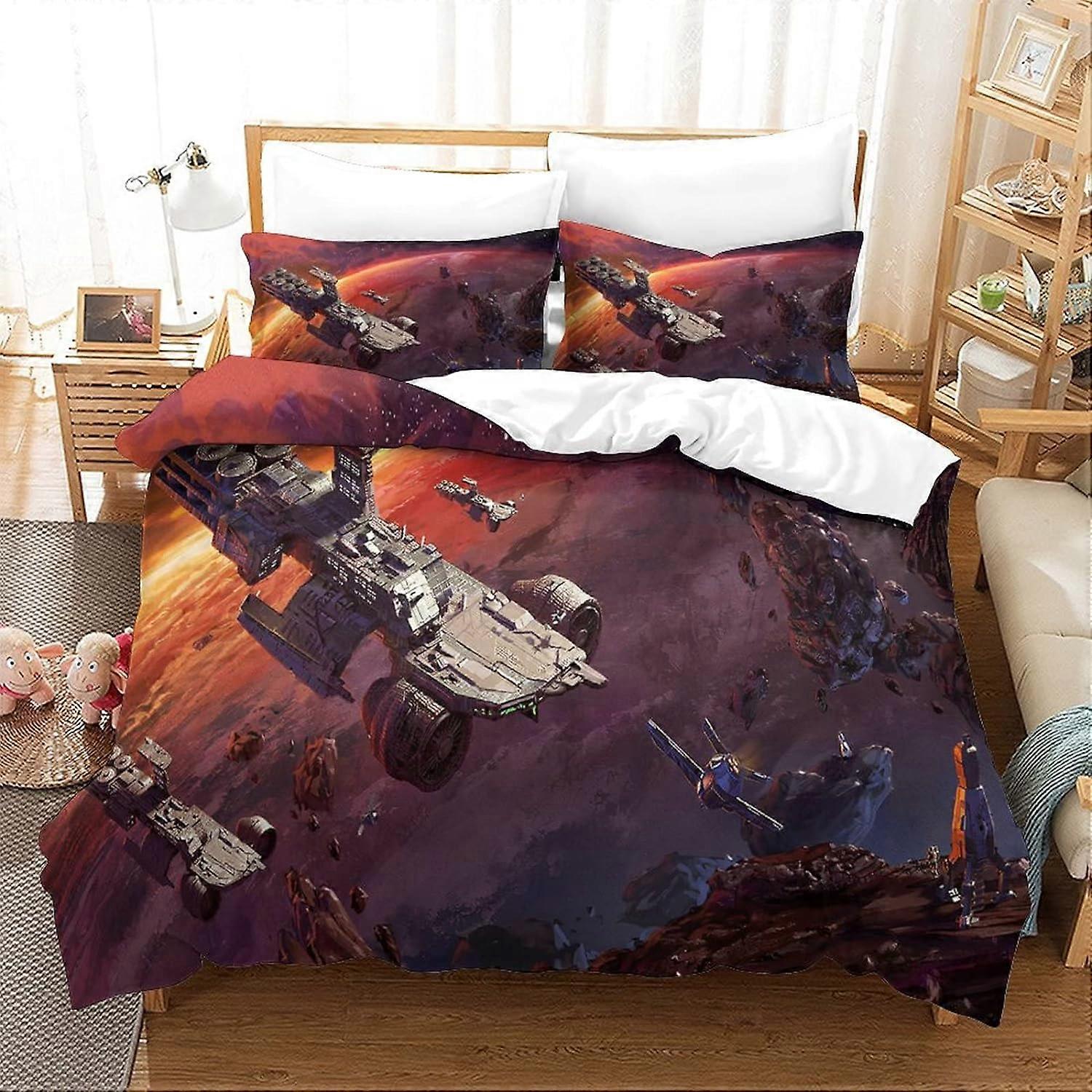D ستار وورز غطاء لحاف مع أكياس وسائد, أفلام الخيال العلمي مجموعة الفراش مع سحاب, غطاء لحاف للأطفال المراهقين A 135*200 سم