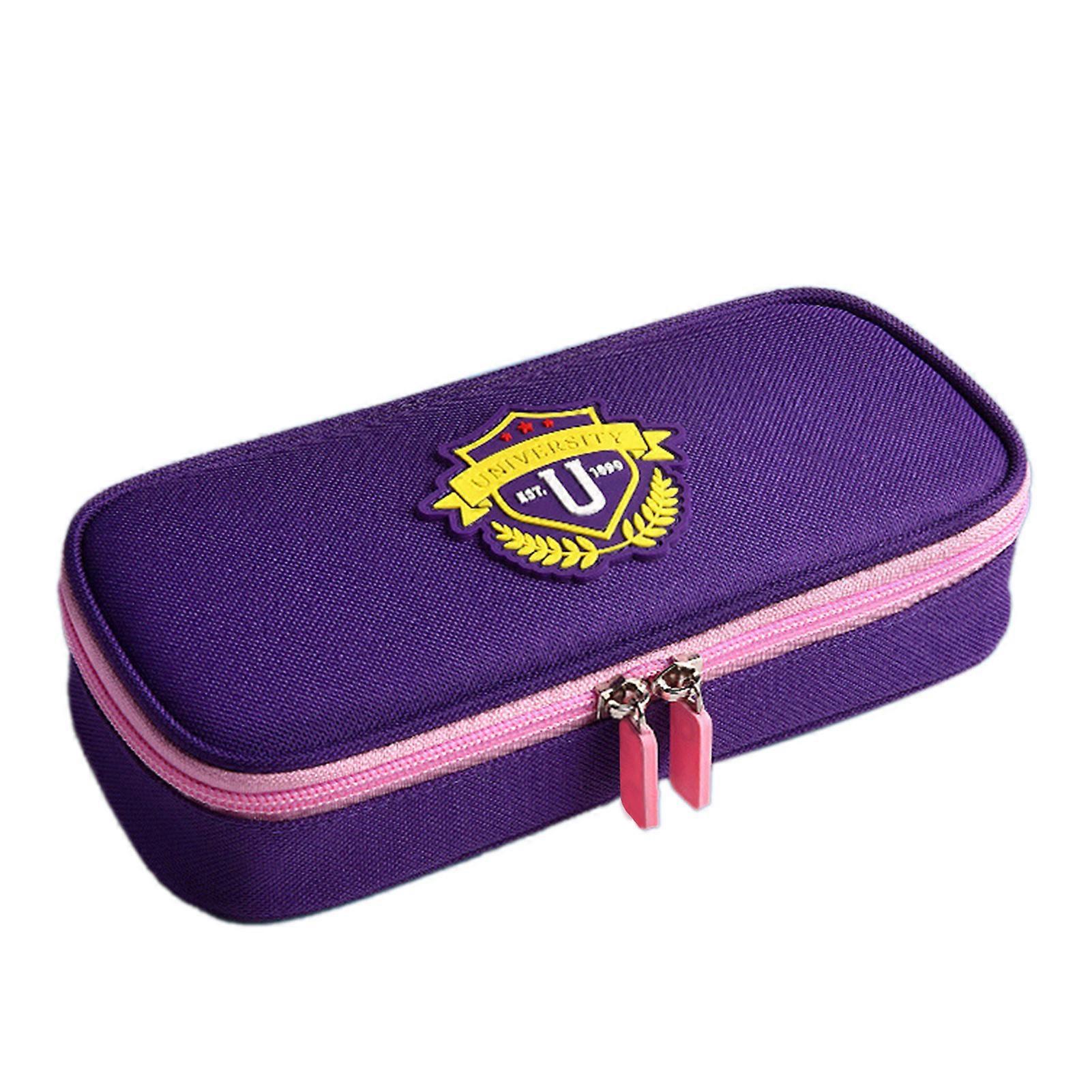 Large Pencil Case Big Capacity 3 Compartments Oxford Cloth Pencil Pouch for School Students