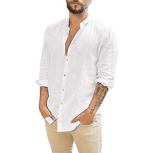 Camicie da uomomanica lunga lino button down camicie estive
