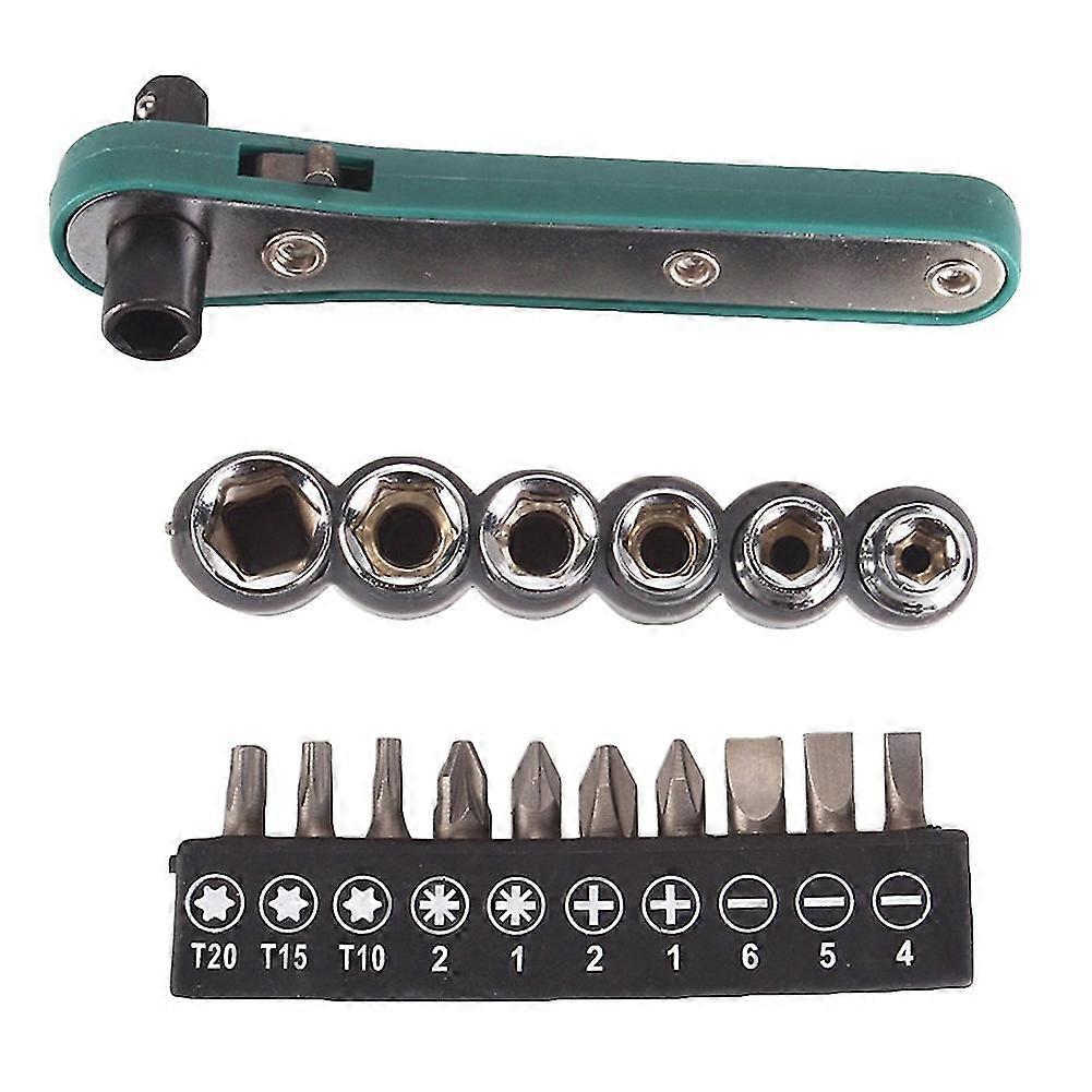 1/4 Screwdriver 17pcs Mini Rapid Ratchet Wrench Rod 6.35 Quick Socket Tool Bit