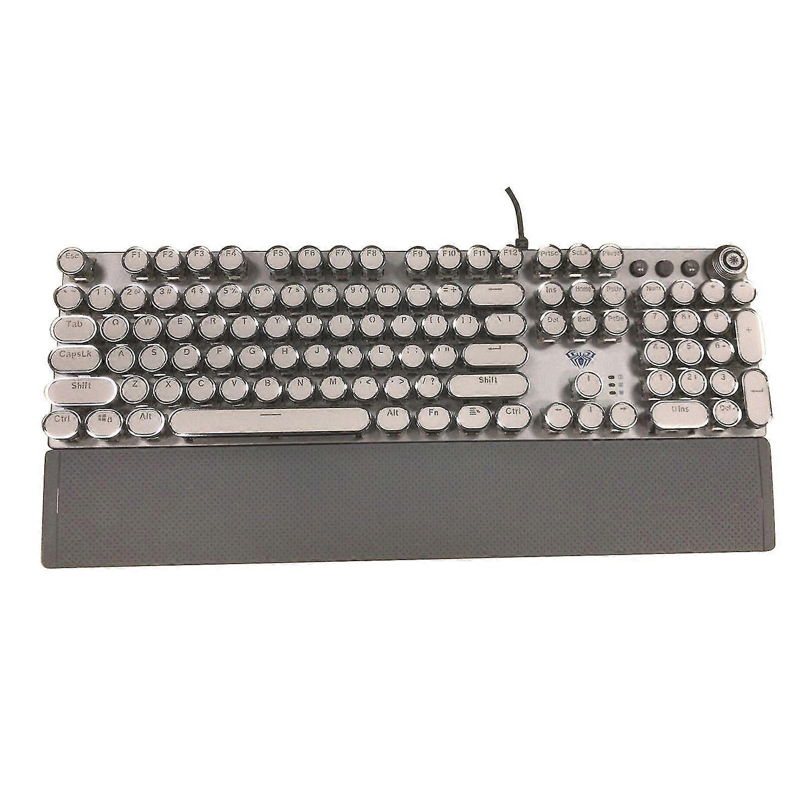 Steampunk Gaming Mechanical Keyboard Metal Panel Round Retro Keycap Backlit